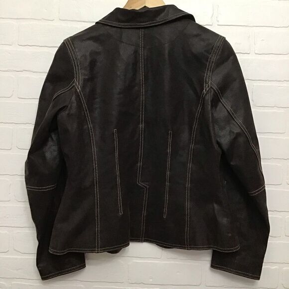 Brown leather blazer CRUZE genuine leather jacket dark brown contrasting small - Picture 4 of 16